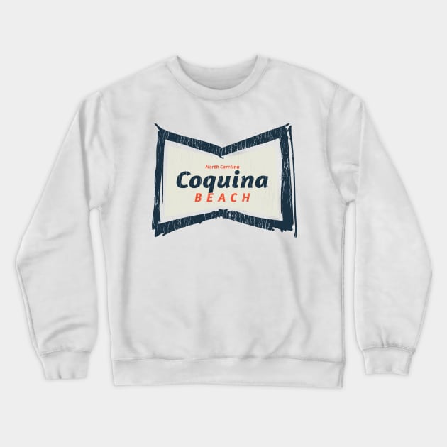 Coquina Beach, NC Summertime Vacationing Bowtie Sign Crewneck Sweatshirt by Contentarama